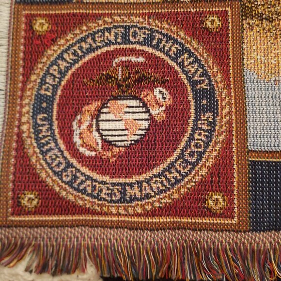 Veterans of World War II American Heroes Army Navy Woven Throw 55" x 46" +Fringe - Picture 4 of 12